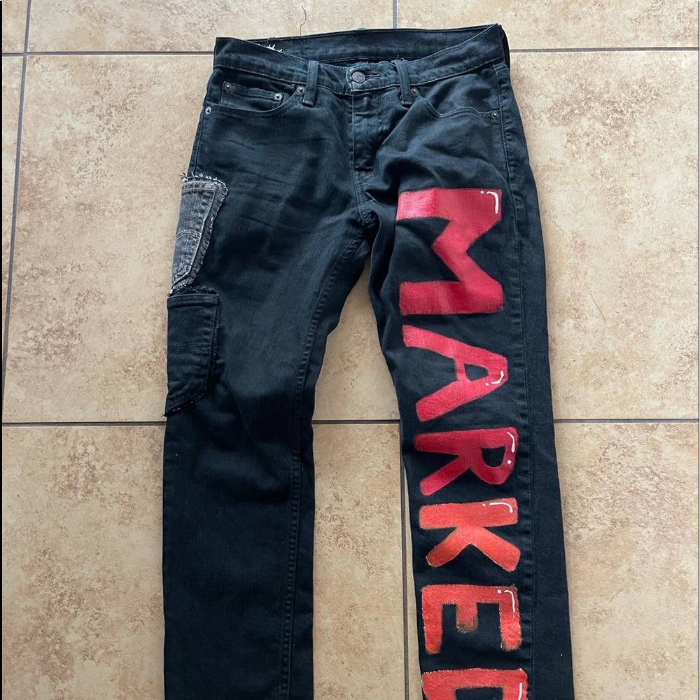 Marked keys custom jeans
